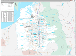 Salt Lake County, UT Wall Map Premium Style 2023